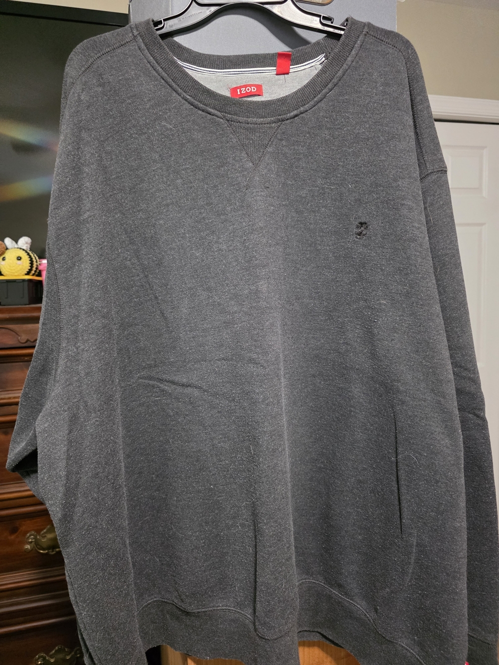 Izod Dark Gray Crewneck Sweatshirt with Red Logo Tag